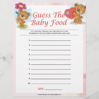 Guess The Baby Food [Teddy Bears] Custom Letterhead
