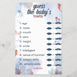 guess the baby Game Under the Sea Baby Shower Flyer