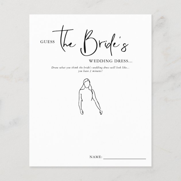 Guess The Bride s Dress Bridal Shower Game Zazzle