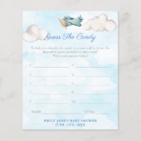 Guess The Candy Game Card Travel Theme Baby Shower