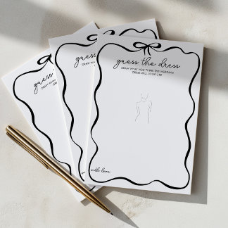 Guess the dress Black Bow Bridal Shower Advice Card