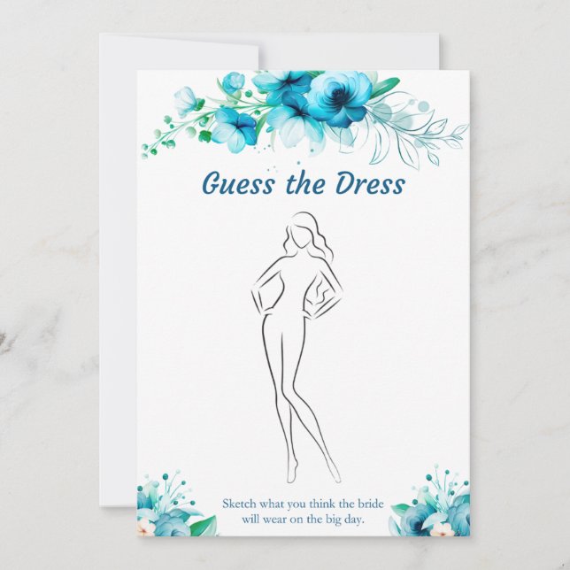 Guess The Dress Blue Bridal Shower Game Cards  (Front)