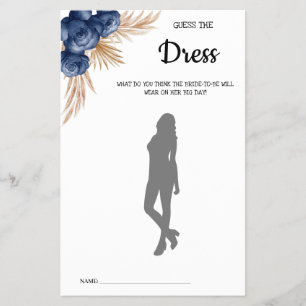 Guess the Dress Blue Flowers Bridal Shower Game Flyer