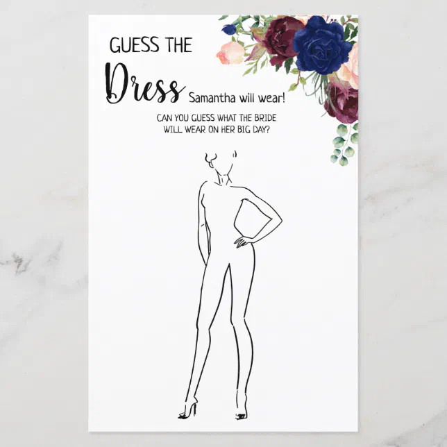 2 piece bridal shower dress Modern Bridal Shower Activity Guess The Dress Printable Cards – LittleSizzle main image 0