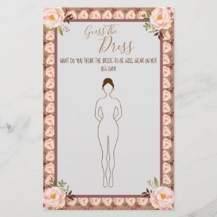 Guess the Dress Bridal Shower Game Card