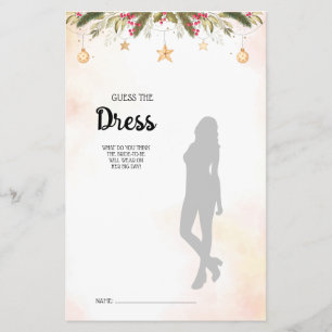 Guess the Dress Christmas Bridal Shower Game Card