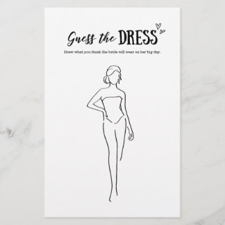 Guess The Dress Game for Wedding or Bridal Shower