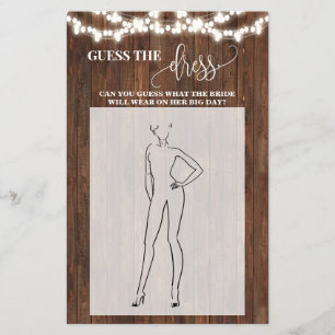 Guess the Dress Western Bridal Shower Game Card
