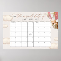 Guess The Due Date Calendar Pink Bear