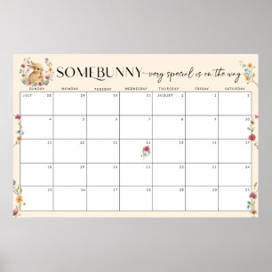Guess the Due Date Somebunny Baby Shower Calendar Poster