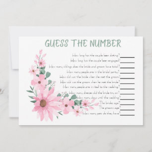 Guess The Number Bridal Shower Game Pink Flowers Card