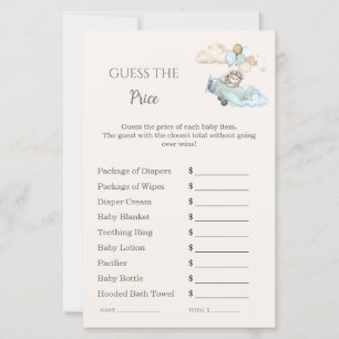 Guess the Price Baby Shower Bearly Wait Aeroplane