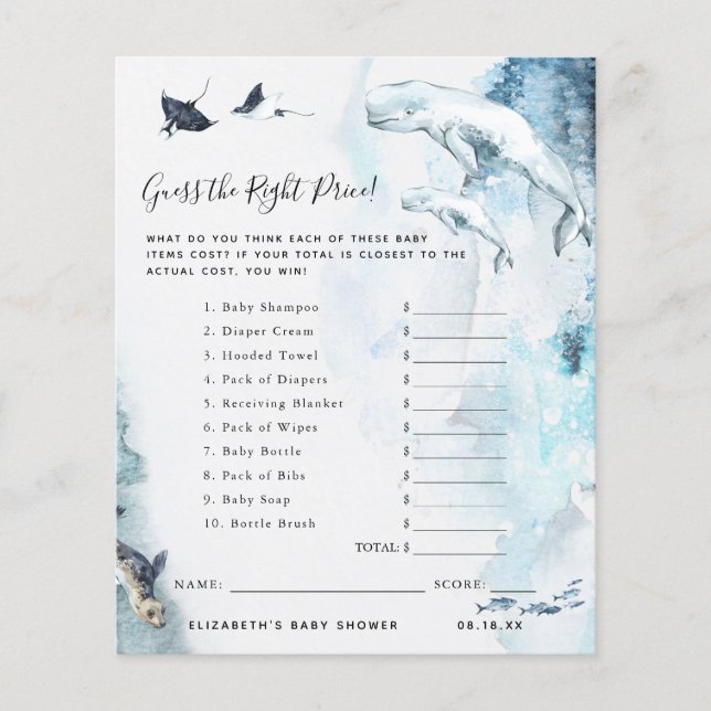 Guess The Price | Baby Shower Game (Front)