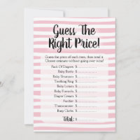 Guess The Price Baby Shower Game Pink White