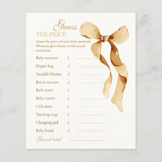 Guess the Price Golden Brown Bow Shower Game