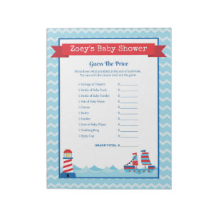 Guess The Price Nautical Theme Baby Shower Notepad