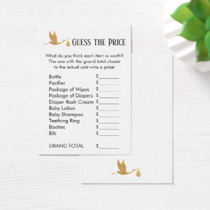 Guess the Price Preppy Gold Stork Shower Game Card