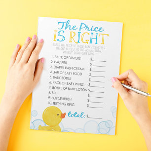 Guess the Price Rubber Duck Baby Shower Game Pack Notepad