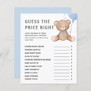 Guess The Price   Teddy Bear Boy Baby Shower Game