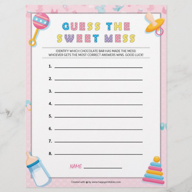 Guess The Sweet Mess [Baby Basics Pink] Custom Letterhead (Front)