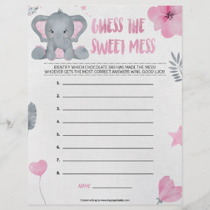 Guess The Sweet Mess [Baby Elephant [Pink]] Custom Letterhead