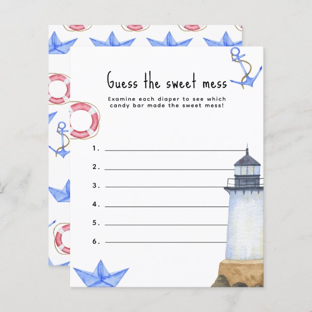 Guess the sweet mess - baby shower game (Front/Back)