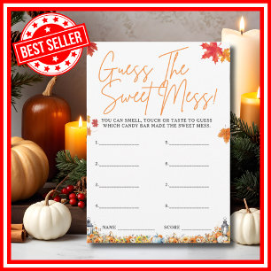 GUESS THE SWEET MESS Baby Shower Game Cute Pumpkin Invitation