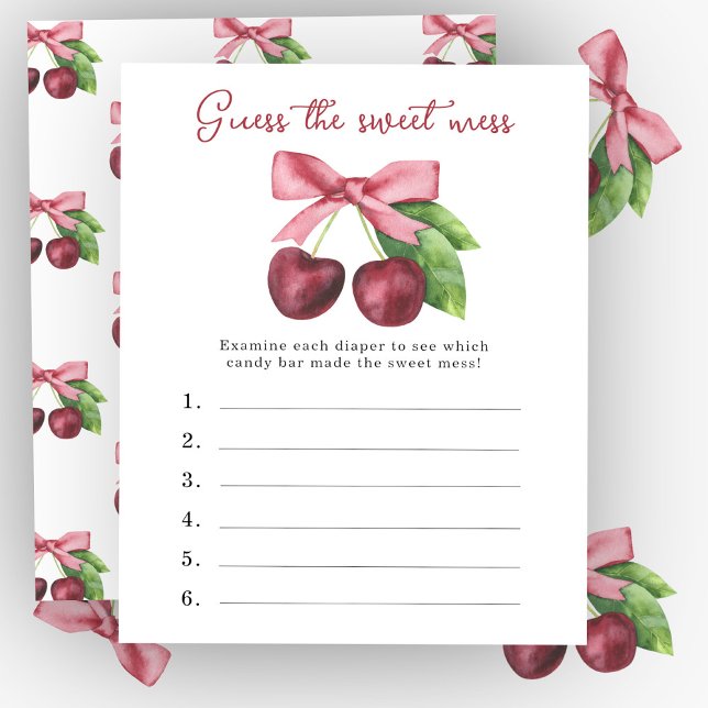Guess the sweet mess Cherry bow baby shower game (Creator Uploaded)