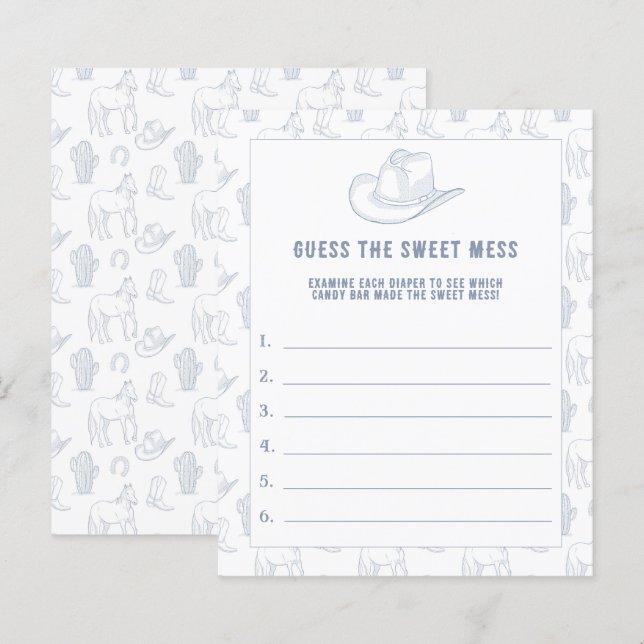 GUESS THE SWEET MESS - Cowboy Baby Shower  (Front/Back)