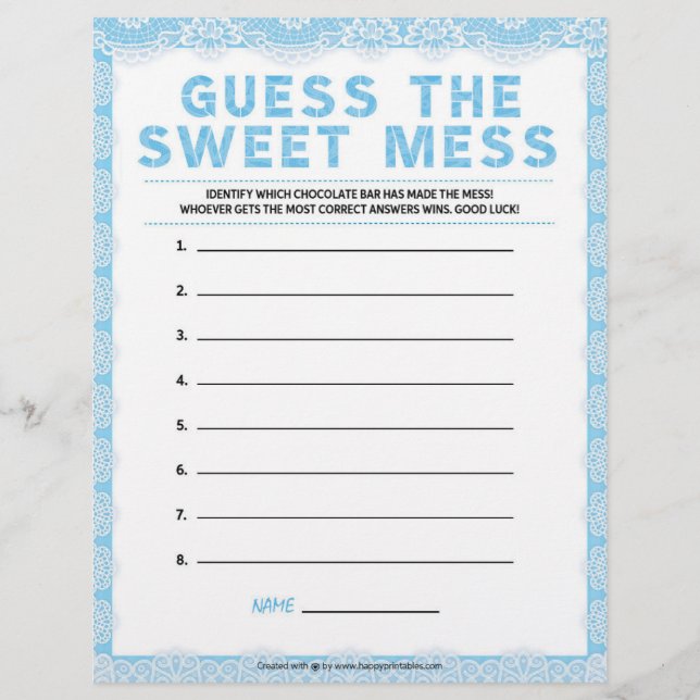 Guess The Sweet Mess [Luxury Lace [Blue]] Custom Letterhead (Front)