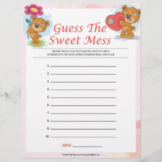 Guess The Sweet Mess [ Teddy Bears] Custom Letterhead