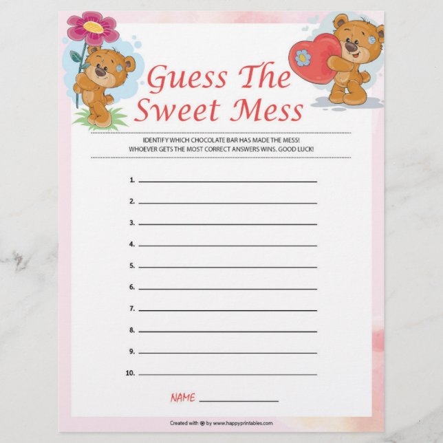 Guess The Sweet Mess [ Teddy Bears] Custom Letterhead (Front)