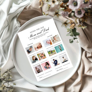 Guess their age Mom and dad baby shower game Card