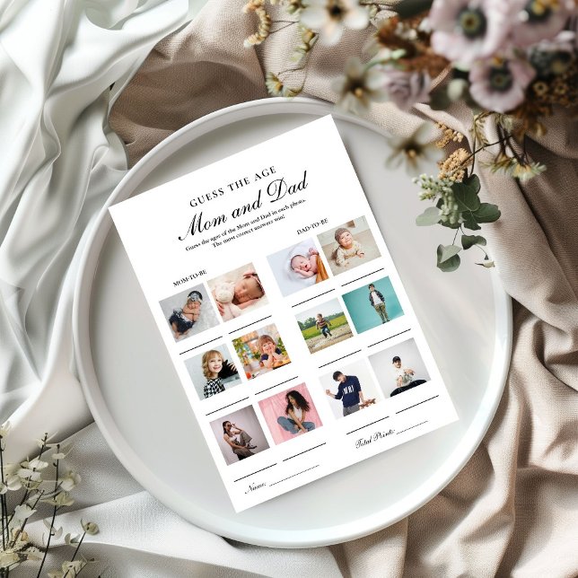 Guess their age Mum and dad baby shower game Card (Creator Uploaded)