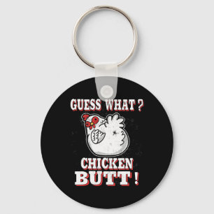 Guess What Chicken Butt Farm Animal Humour Chicken Key Ring