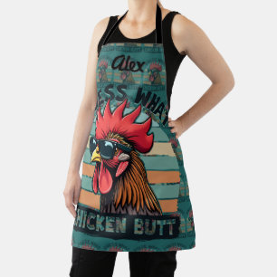 Guess What Chicken Butt Funny Retro Rooster Apron