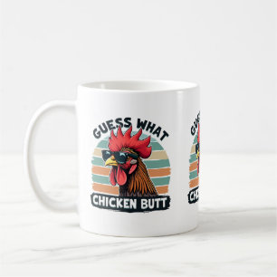 Guess What Chicken Butt Funny Retro Rooster Coffee Mug