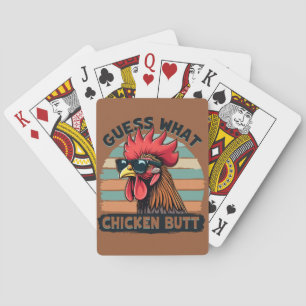Guess What Chicken Butt Funny Retro Rooster Playing Cards