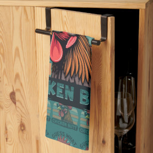Guess What Chicken Butt Funny Retro Rooster Tea Towel