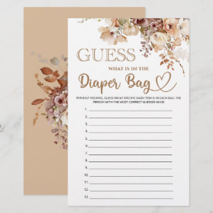 Guess what is in the diaper bag floral baby shower