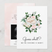 Guess What Pregnancy Reveal Ultrasound Girl Floral