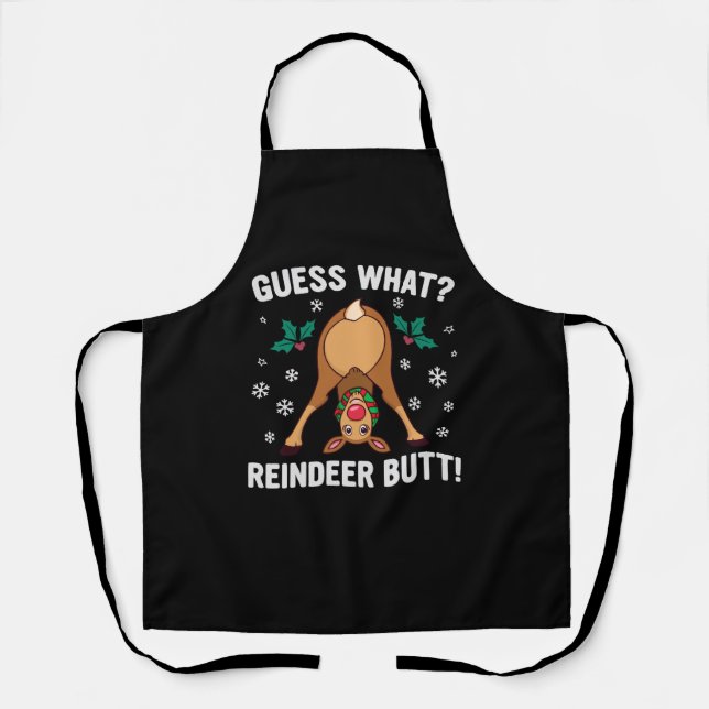 Guess What Reindeer Butt Christmas Joke Apron (Front)