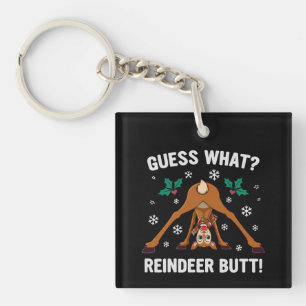 Guess What Reindeer Butt Christmas Joke Key Ring