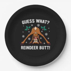 Guess What Reindeer Butt Christmas Joke Paper Plate