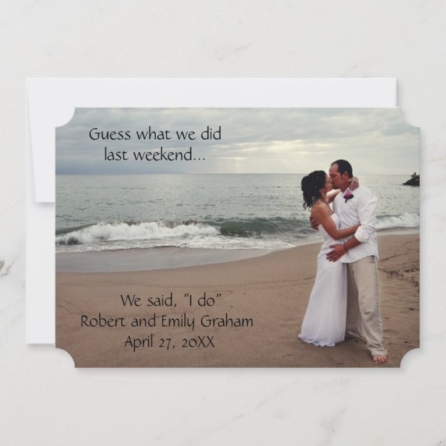 Guess What We Did Wedding Marriage Announcement (Front)
