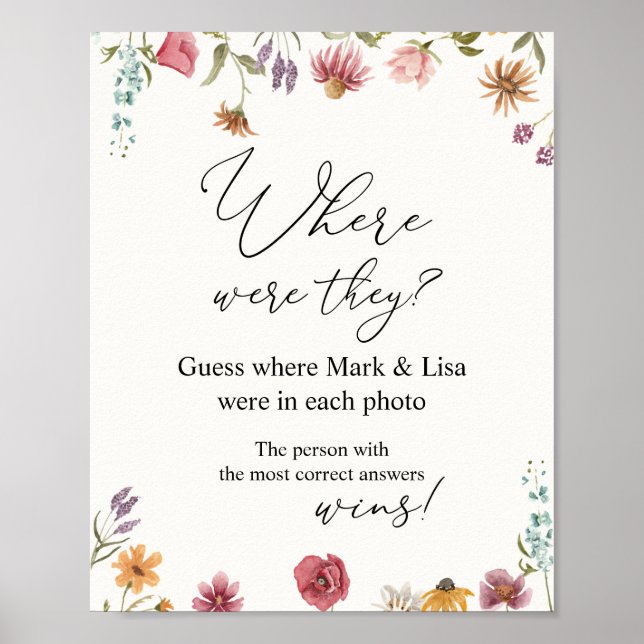 Guess where they were Wildflower Bridal Shower Poster (Front)