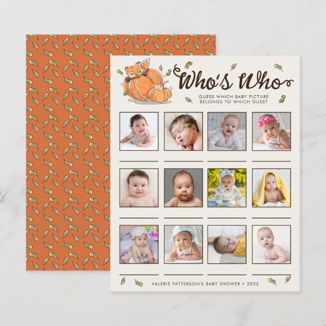 Guess Which Guest's Baby Picture Baby Shower Game (Front/Back)