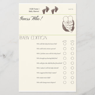 Guess Who – Baby Edition Game Card | Twin Baby Sho