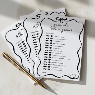 Guess Who Black Bow Bridal Shower Game Advice Card