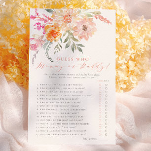 Guess Who Blush & Teal Spring Baby Shower Game
